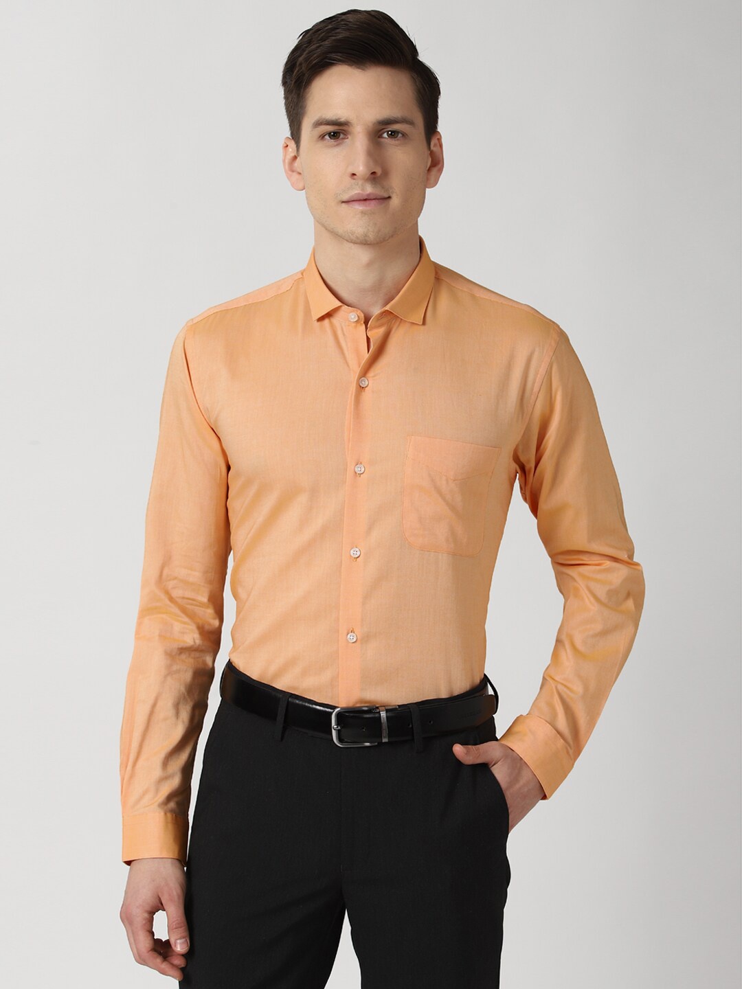 

Peter England Men Orange Formal Shirt