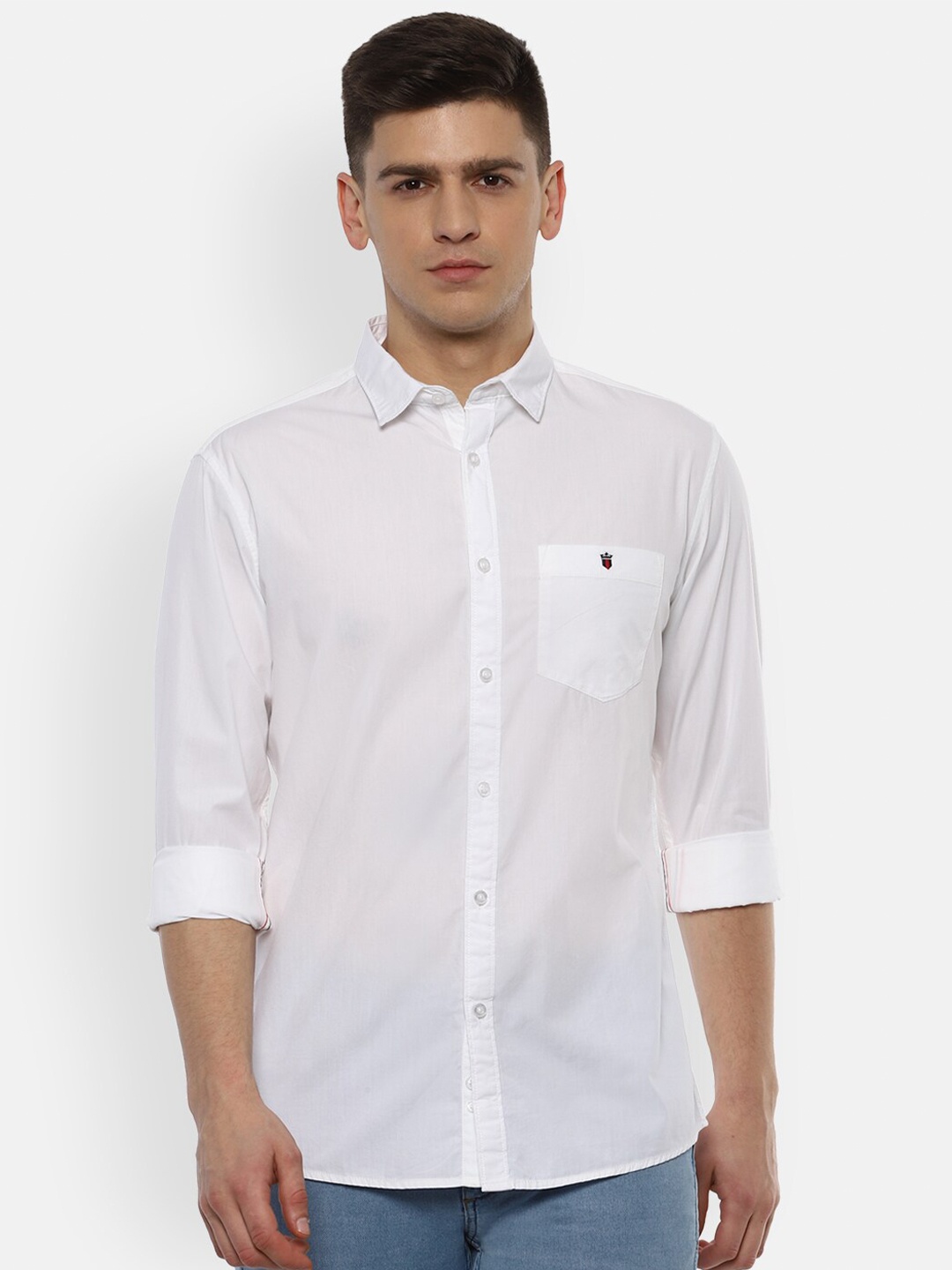 

Louis Philippe Jeans Men White Solid Slim Fit Pure Cotton Casual Shirt