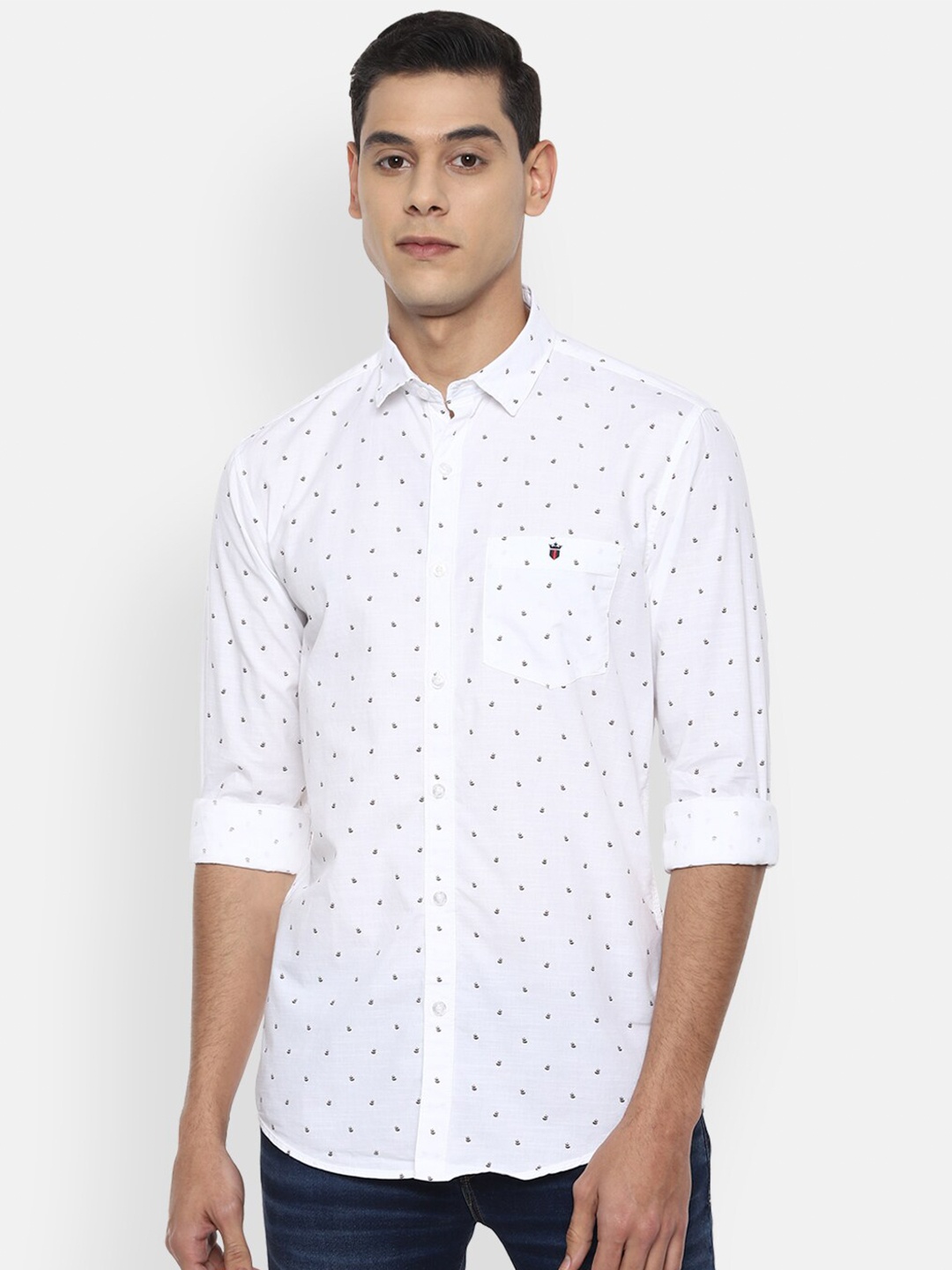 

Louis Philippe Jeans Men White Slim Fit Printed Casual Shirt