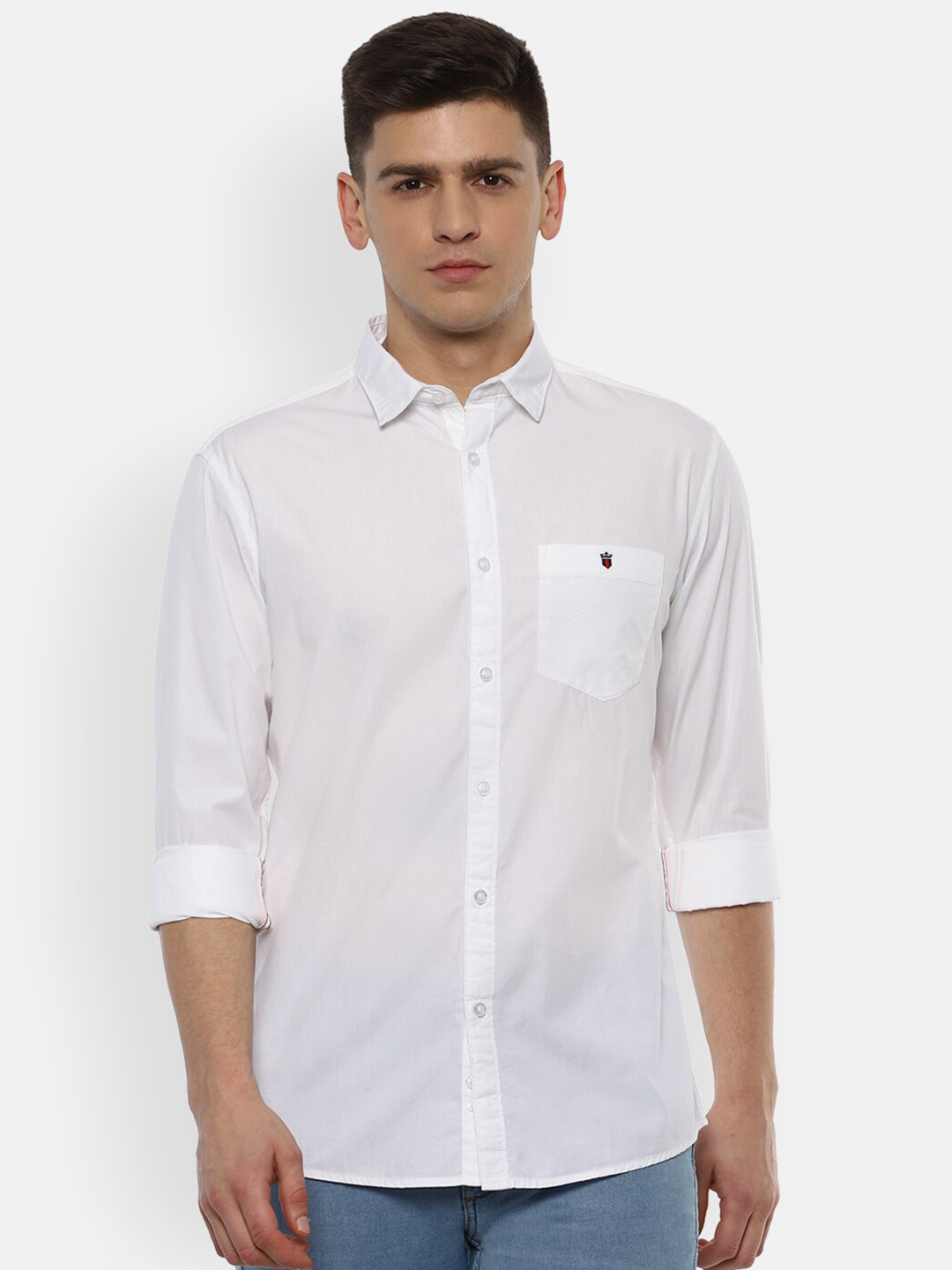 

Louis Philippe Jeans Men White Slim Fit Semi Sheer Pure Cotton Casual Shirt