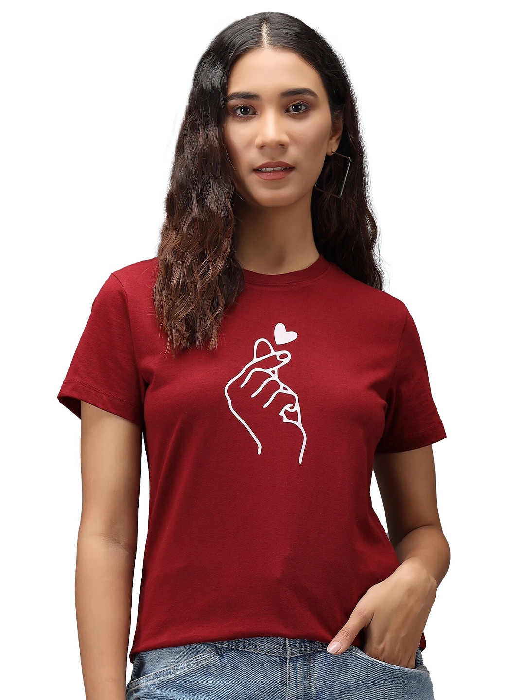 

PockMAN Women Maroon Printed T-shirt