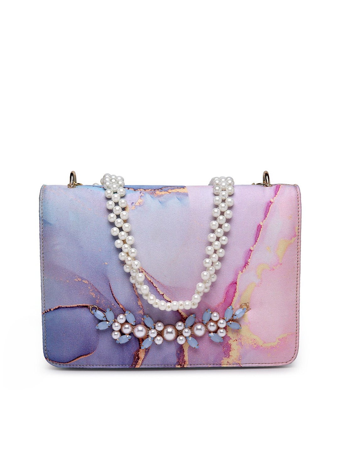

MIO Borsa Blue & Lavender Embellished Purse Clutch