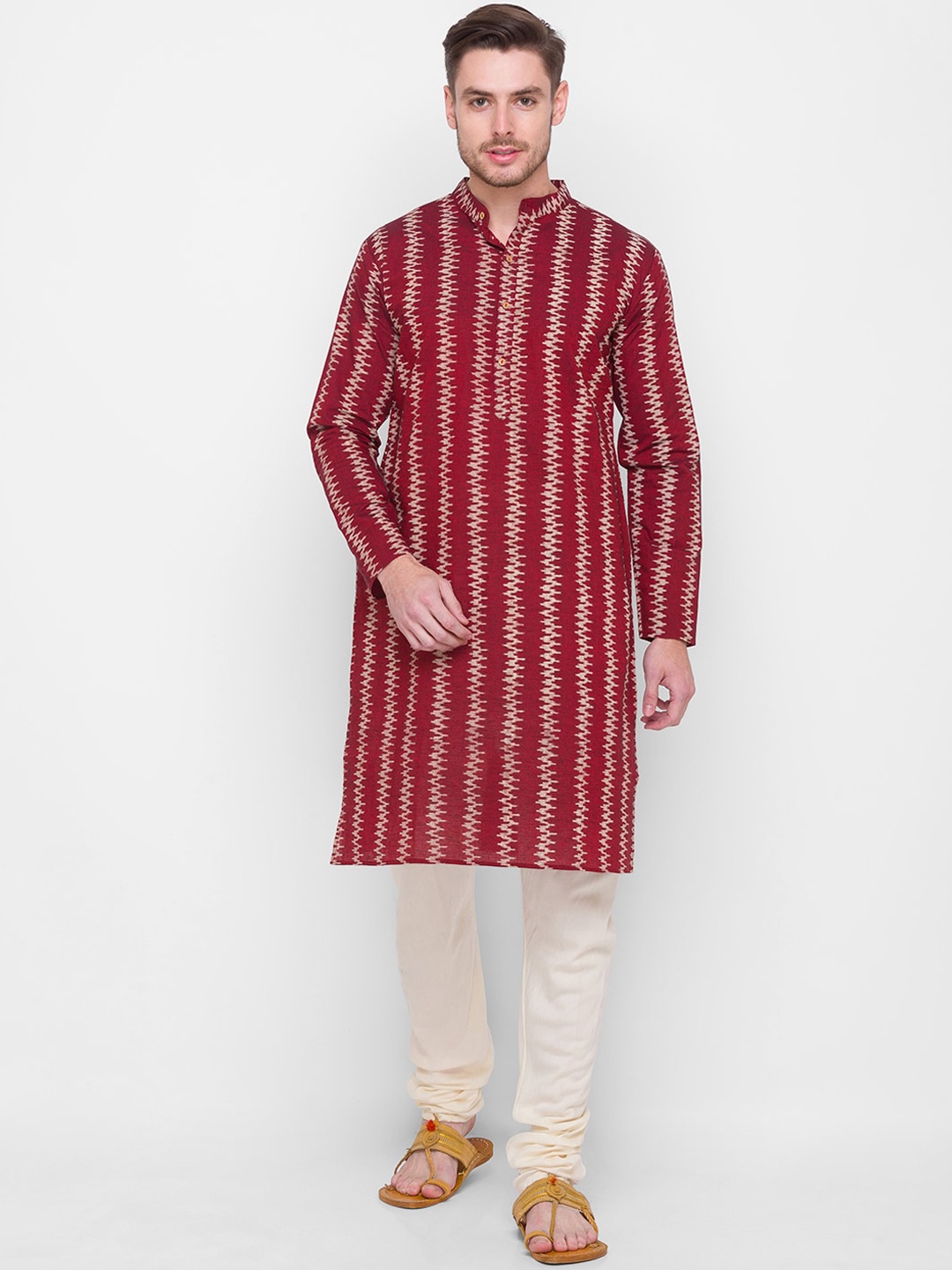 

Globus Men Maroon Printed Kurta