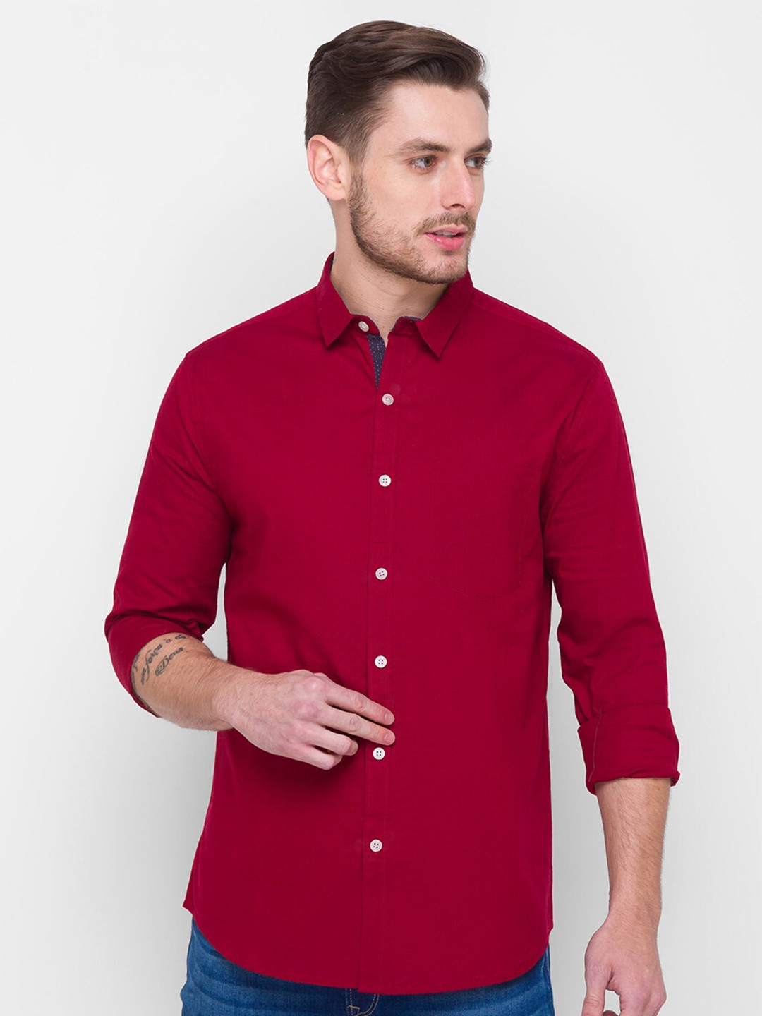 

Globus Men Maroon Cotton Casual Shirt