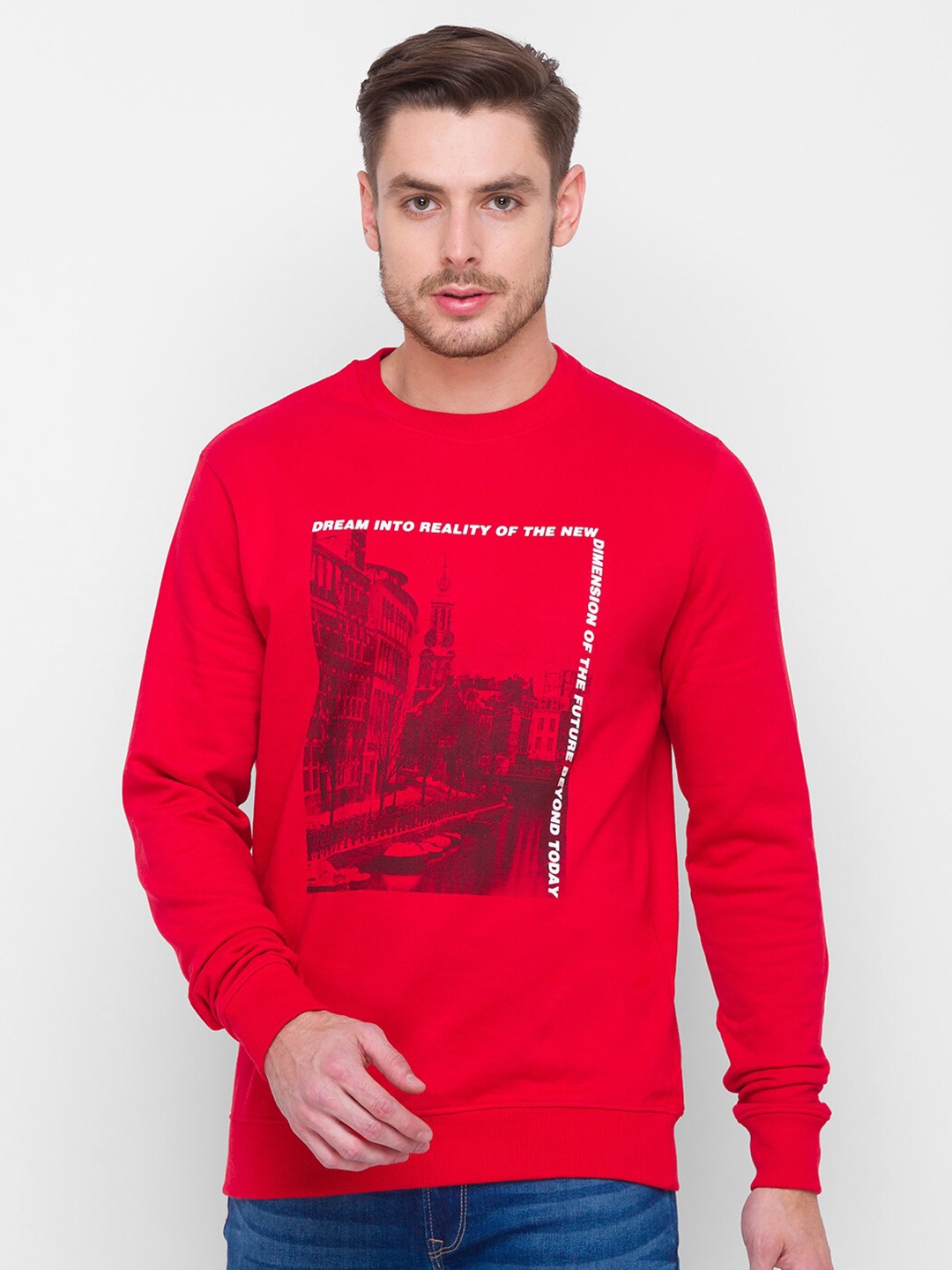 

Globus Men Red Printed Sweatshirt