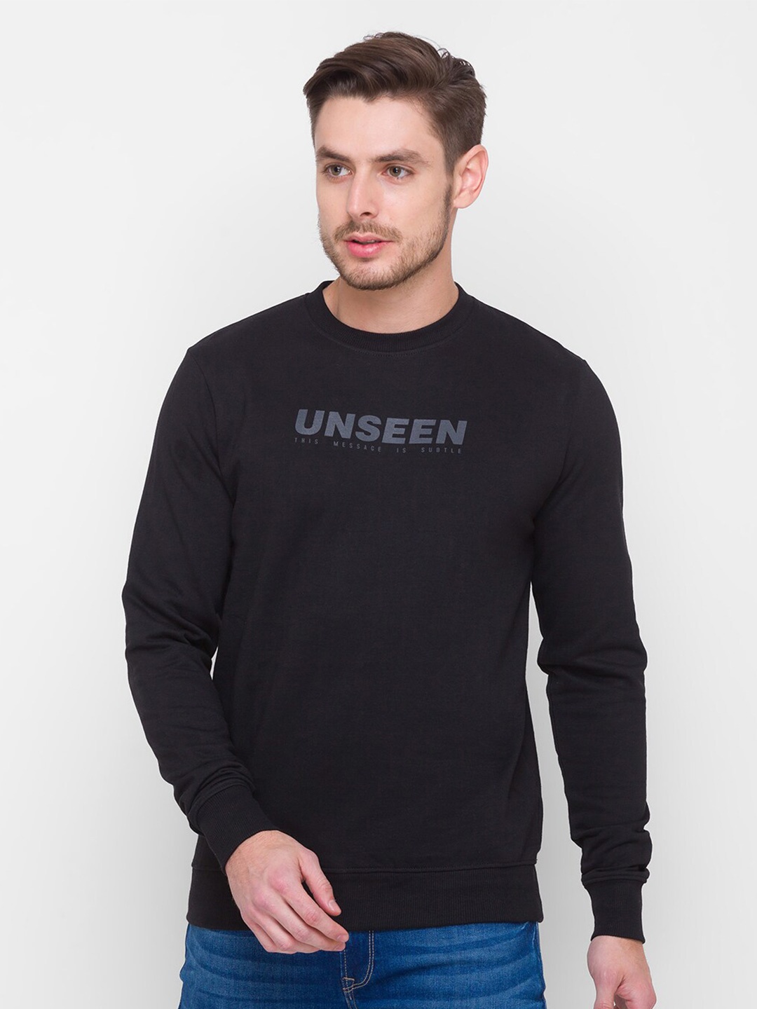 

Globus Men Black Printed Round Neck Sweatshirt