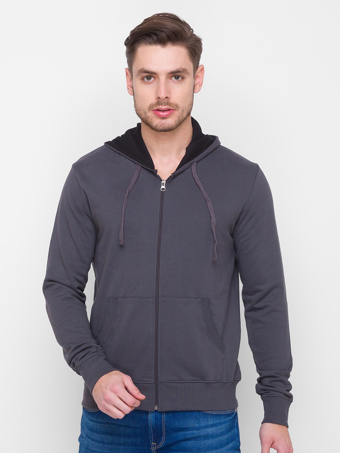 

Globus Men Grey Hooded Sweatshirt