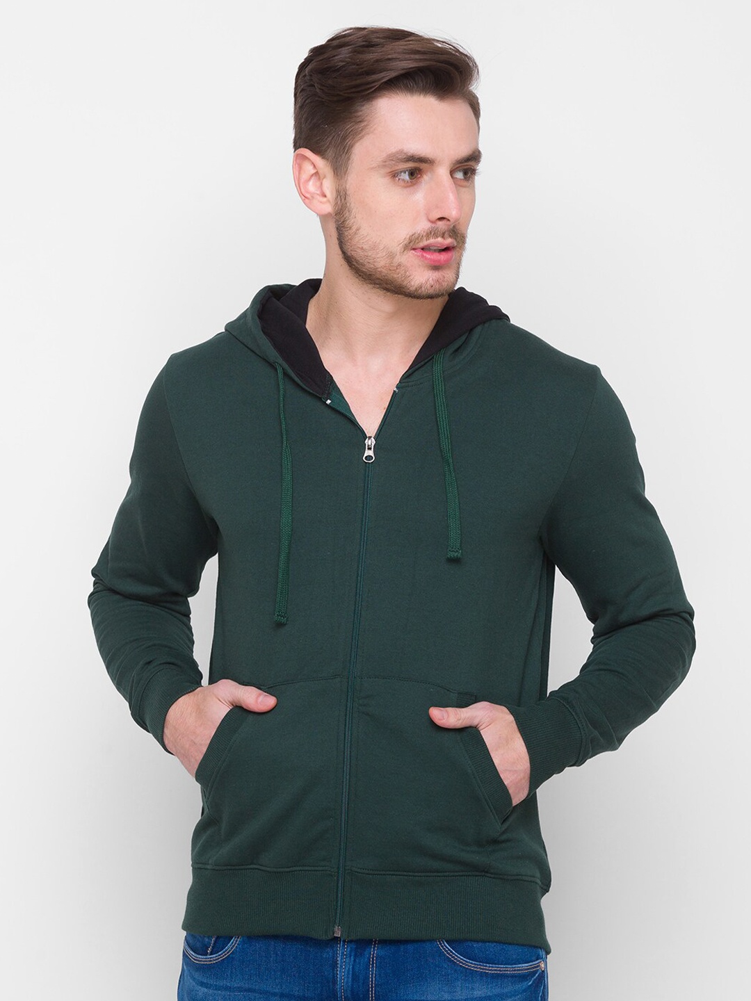 

Globus Men Green Hooded Sweatshirt
