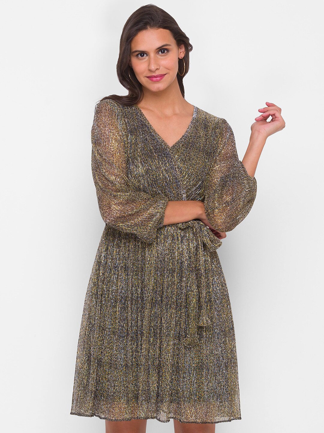 

Globus Gold-Toned Printed Fit & Flare Dress