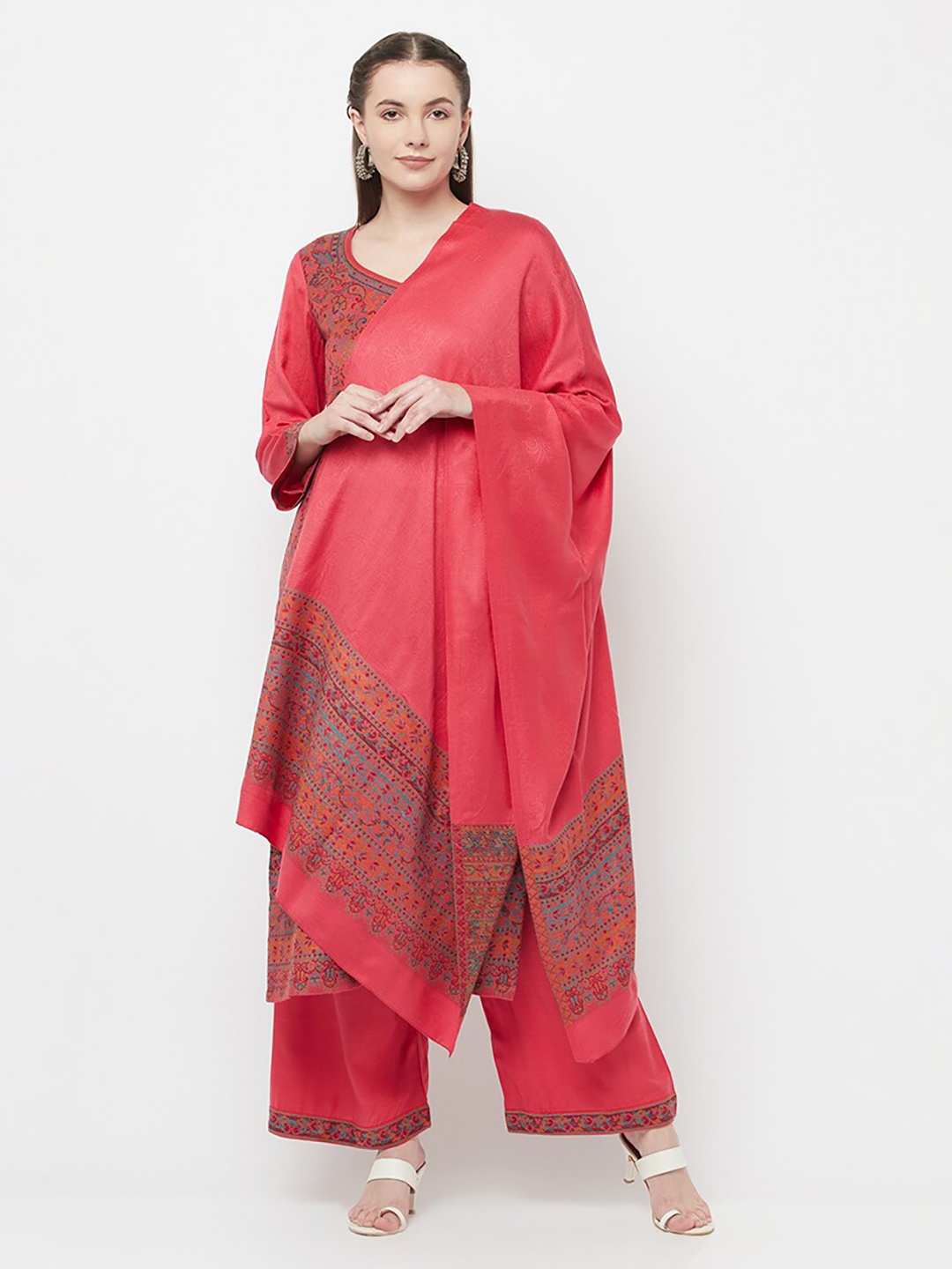 

Safaa Women Pink Woven Design Unstitched Dress Material