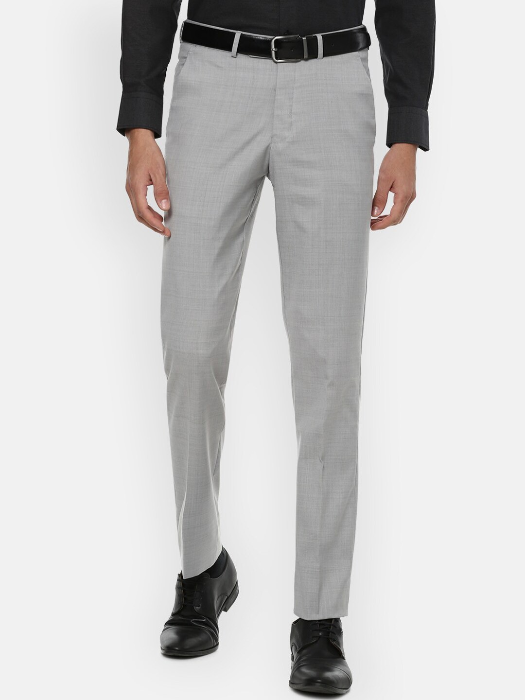 

Luxure by Louis Philippe Men Grey Textured Slim Fit Trousers