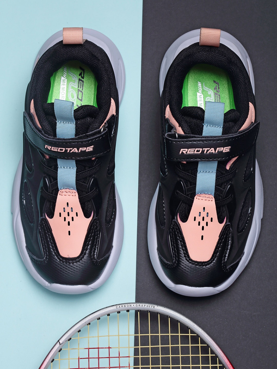 

Red Tape Kids Black & Pink Sports Shoes