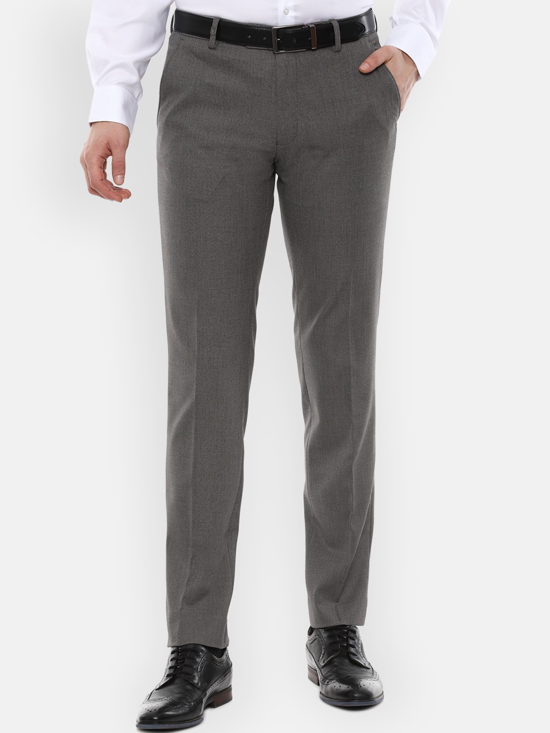 

Van Heusen Men Grey Solid Slim Fit Trousers