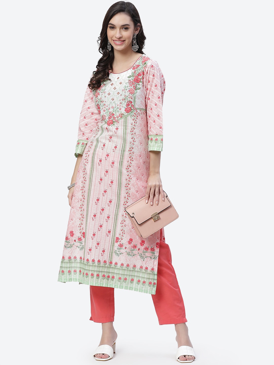 

Biba Women Pink Ethnic Motifs Printed Kurta