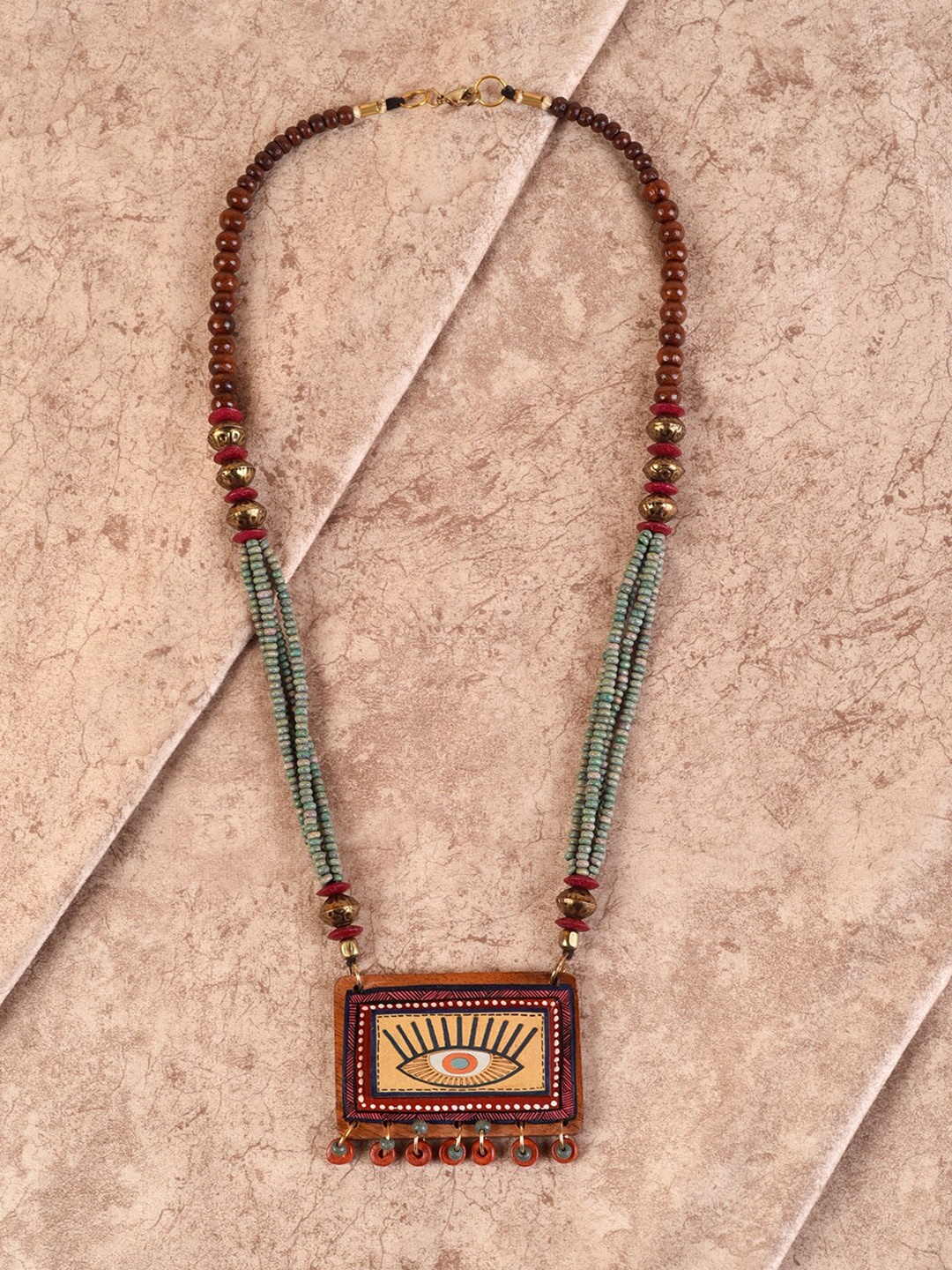 

AAKRITI ART CREATIONS Multicoloured Brass Tribal Necklace, Multi