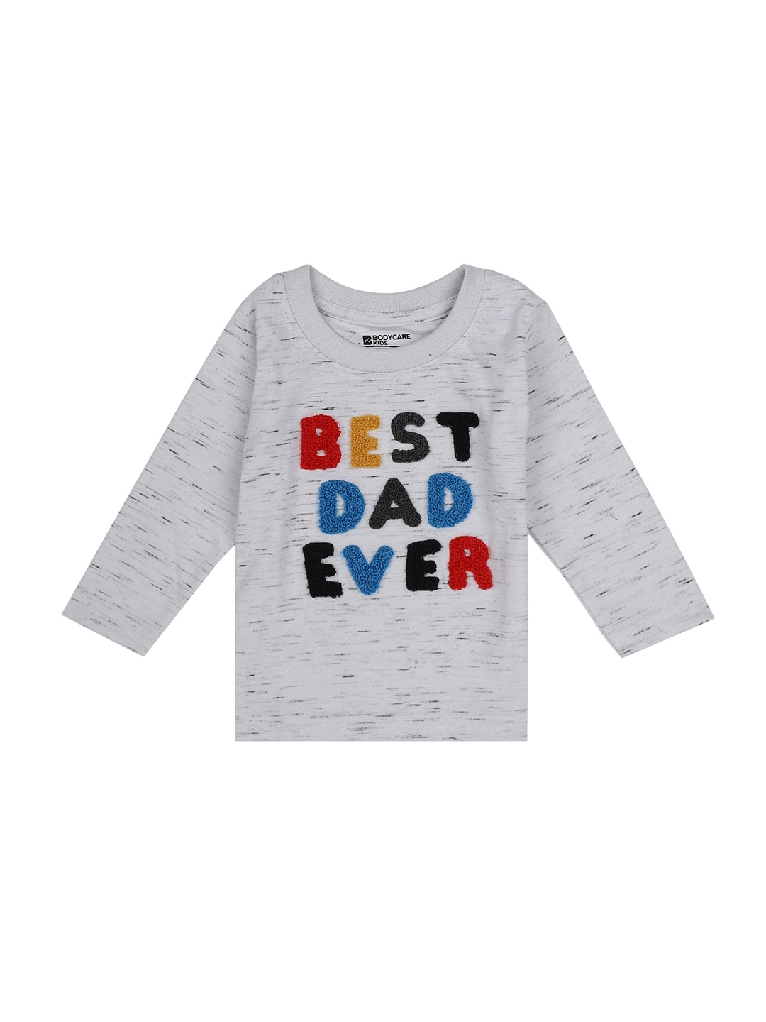 

Bodycare Kids Boys Grey Melange Typography Printed Applique T-shirt