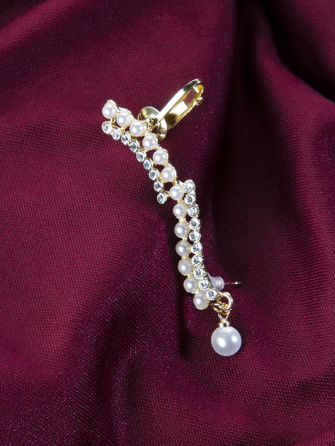 

Kazo Gold-Toned & White Classic Ear Cuff Earrings