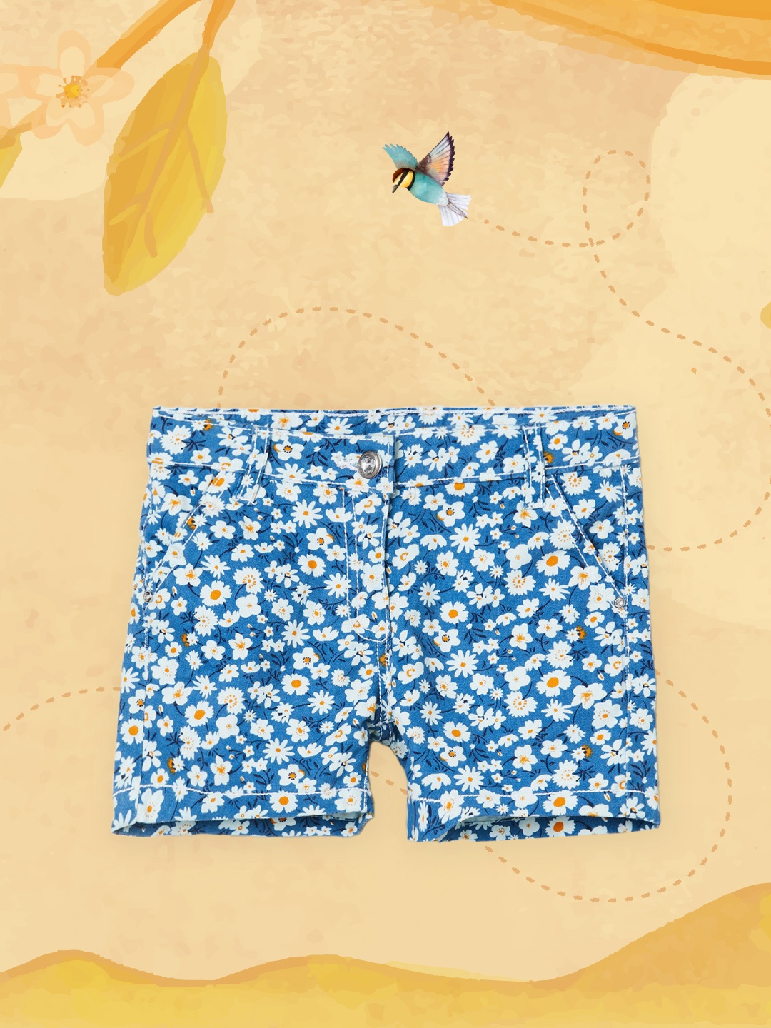 

max Girls Blue Floral Printed Shorts