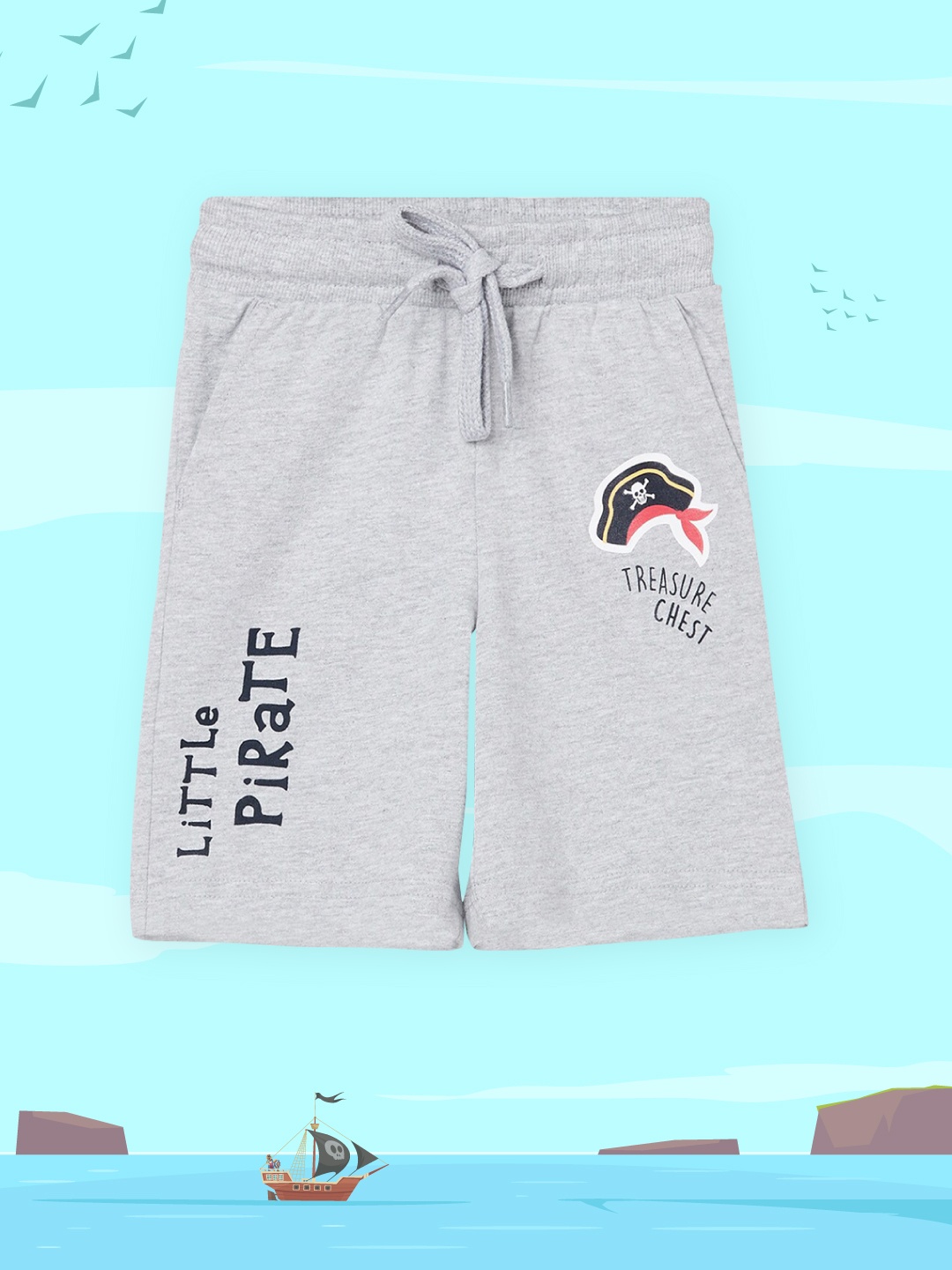 

max Boys Grey Melange Printed Regular Shorts