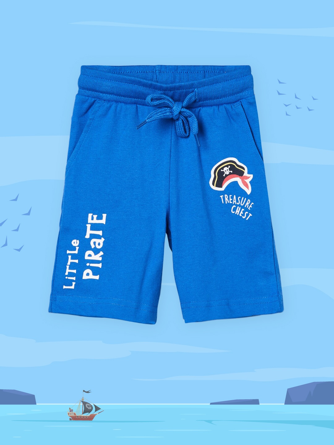 

max Boys Blue Printed Cotton Regular Shorts