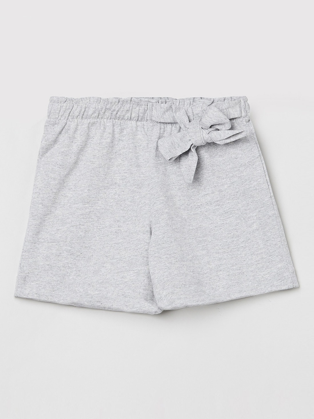 

max Girls Grey Melange Solid Shorts