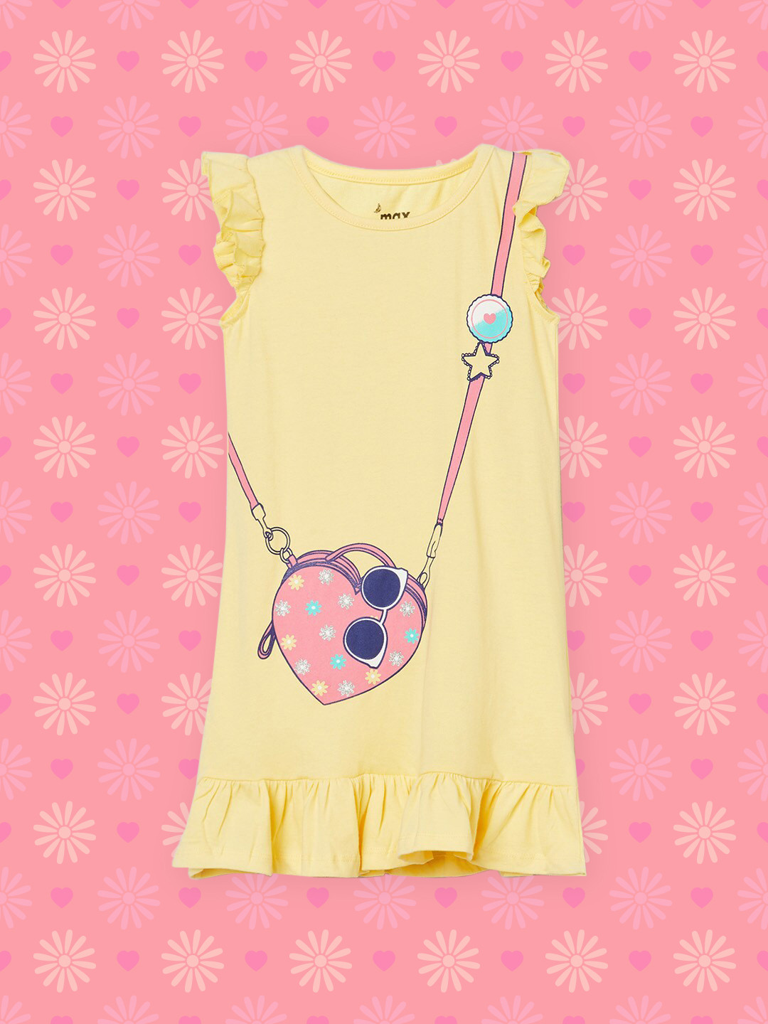 

max Yellow Printed A-Line Dress
