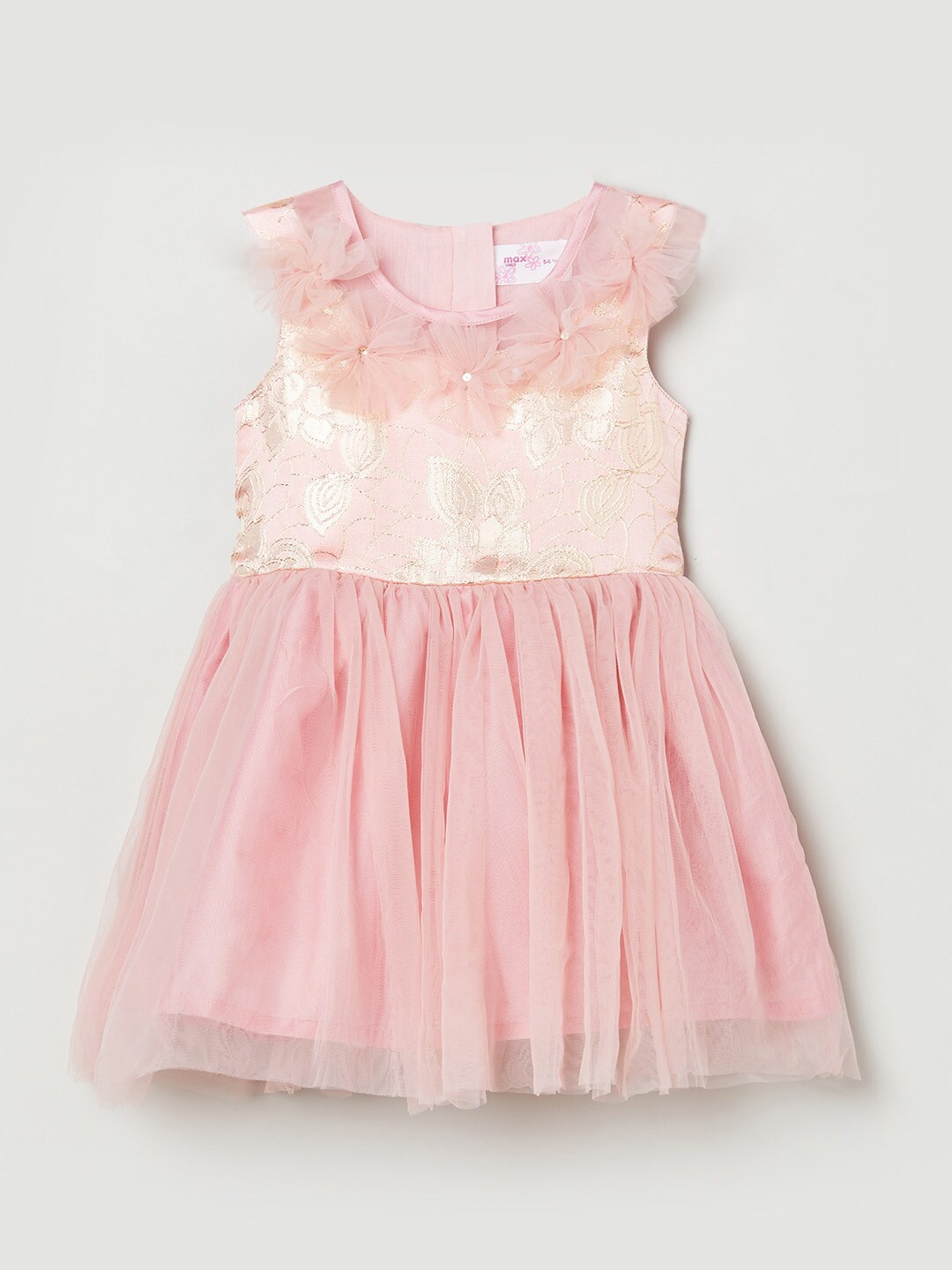 

max Pink Floral Applique Detail Dress