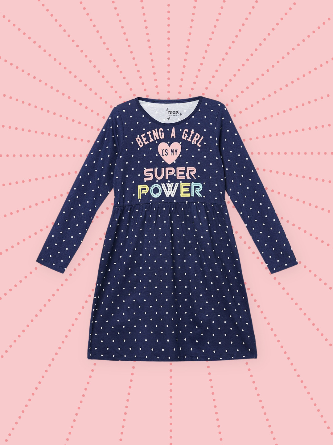 

max Navy Blue Printed A-Line Dress