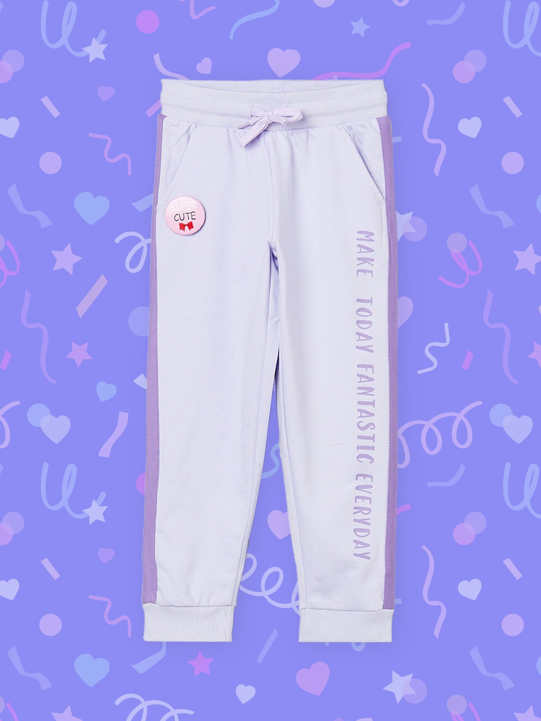 

max Girls Purple Solid Pure Cotton Joggers