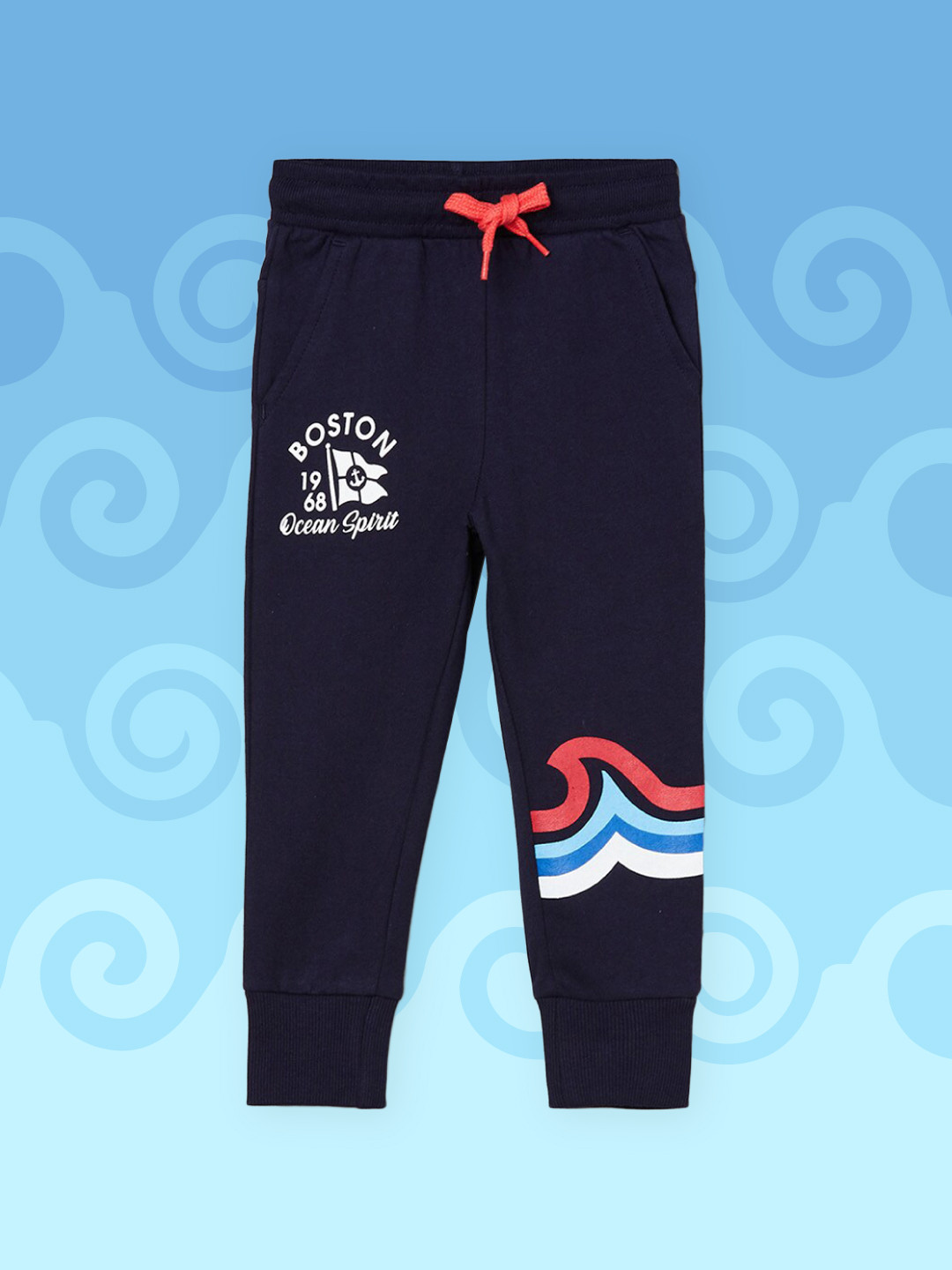 

max Boys Navy Blue Solid Pure Cotton Joggers