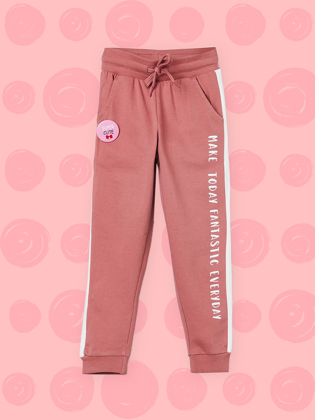 

max Girls Pink Solid Pure Cotton Joggers