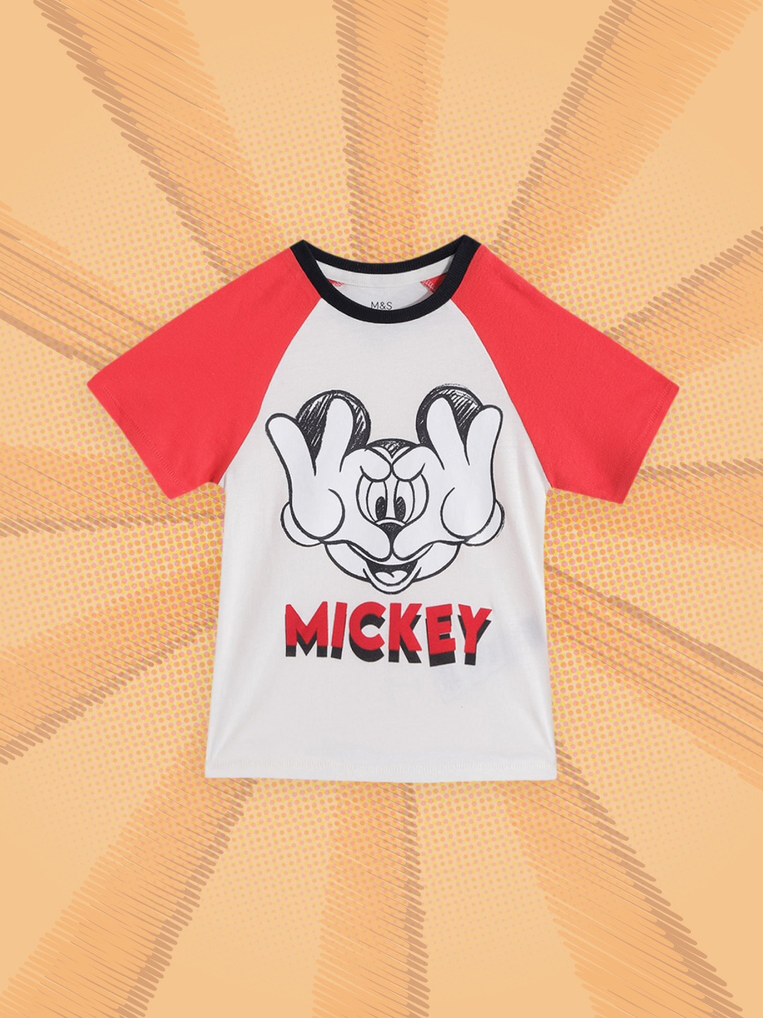

Marks & Spencer Boys White & Black Mickey Mouse Print Pure Cotton T-shirt