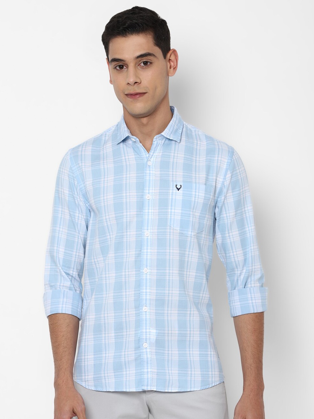 

Allen Solly Sport Men Blue Slim Fit Tartan Checks Checked Casual Shirt