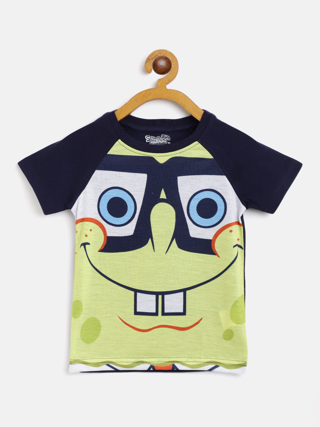 

Eteenz Boys Yellow & Navy Blue Spongebob Printed T-shirt