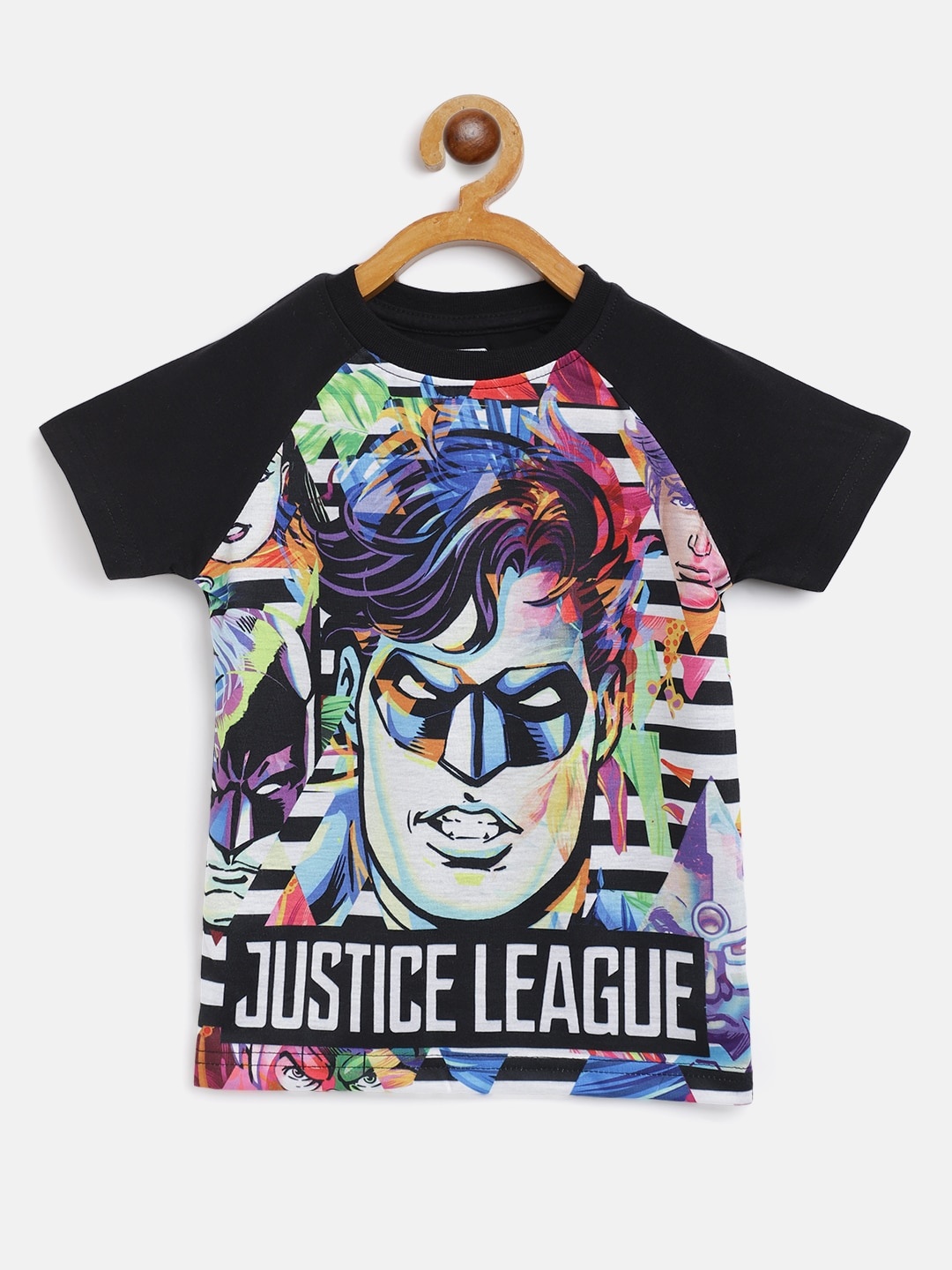 

Eteenz Boys Black & White Justice League Printed Cotton T-shirt