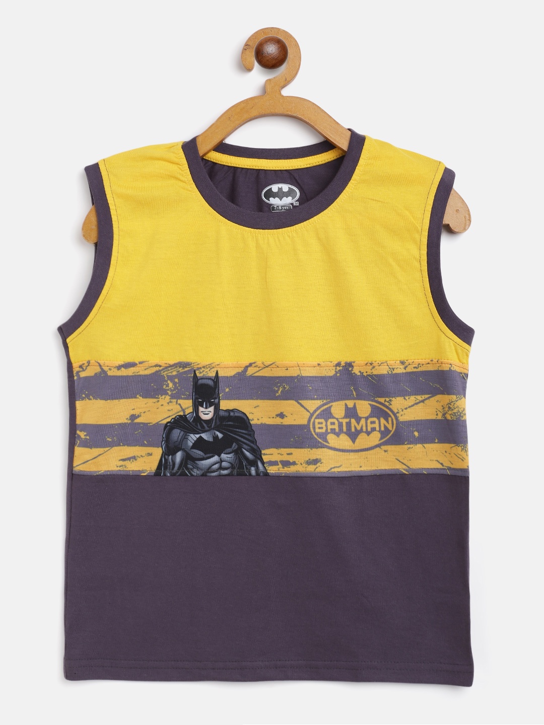 

Eteenz Boys Yellow & Charcoal Grey Cotton Batman Print T-shirt