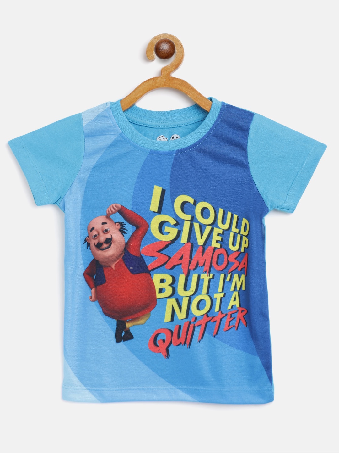 

Eteenz Boys Blue & Red Cotton Motu Patlu Print T-shirt
