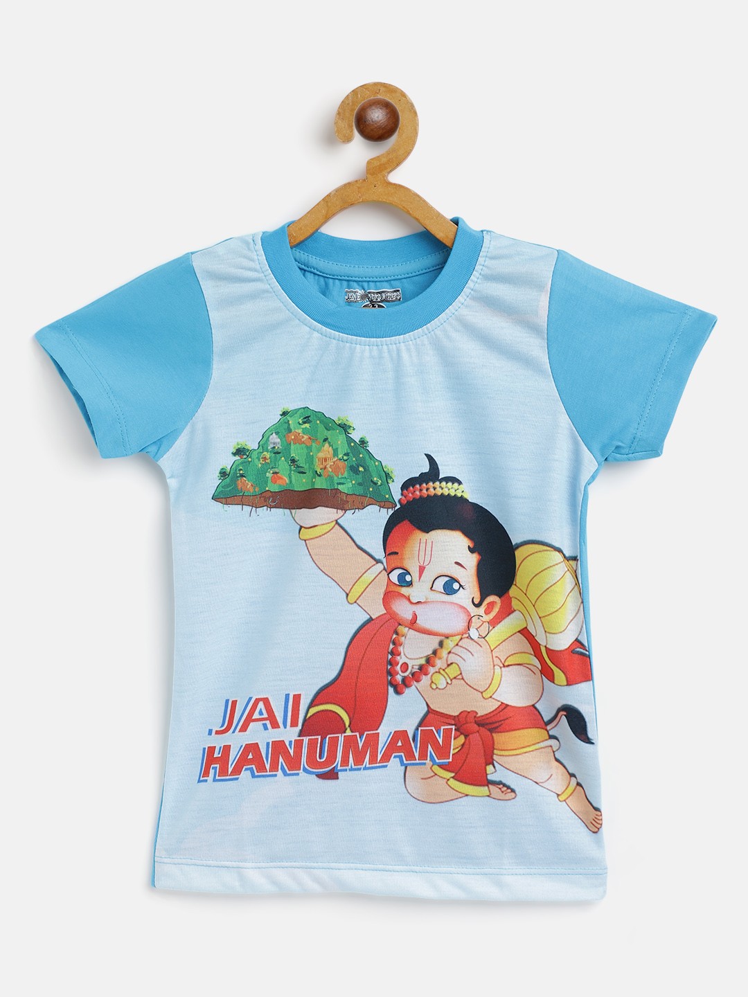 

Eteenz Boys Blue & Red Cotton Bal Hanuman Print T-shirt