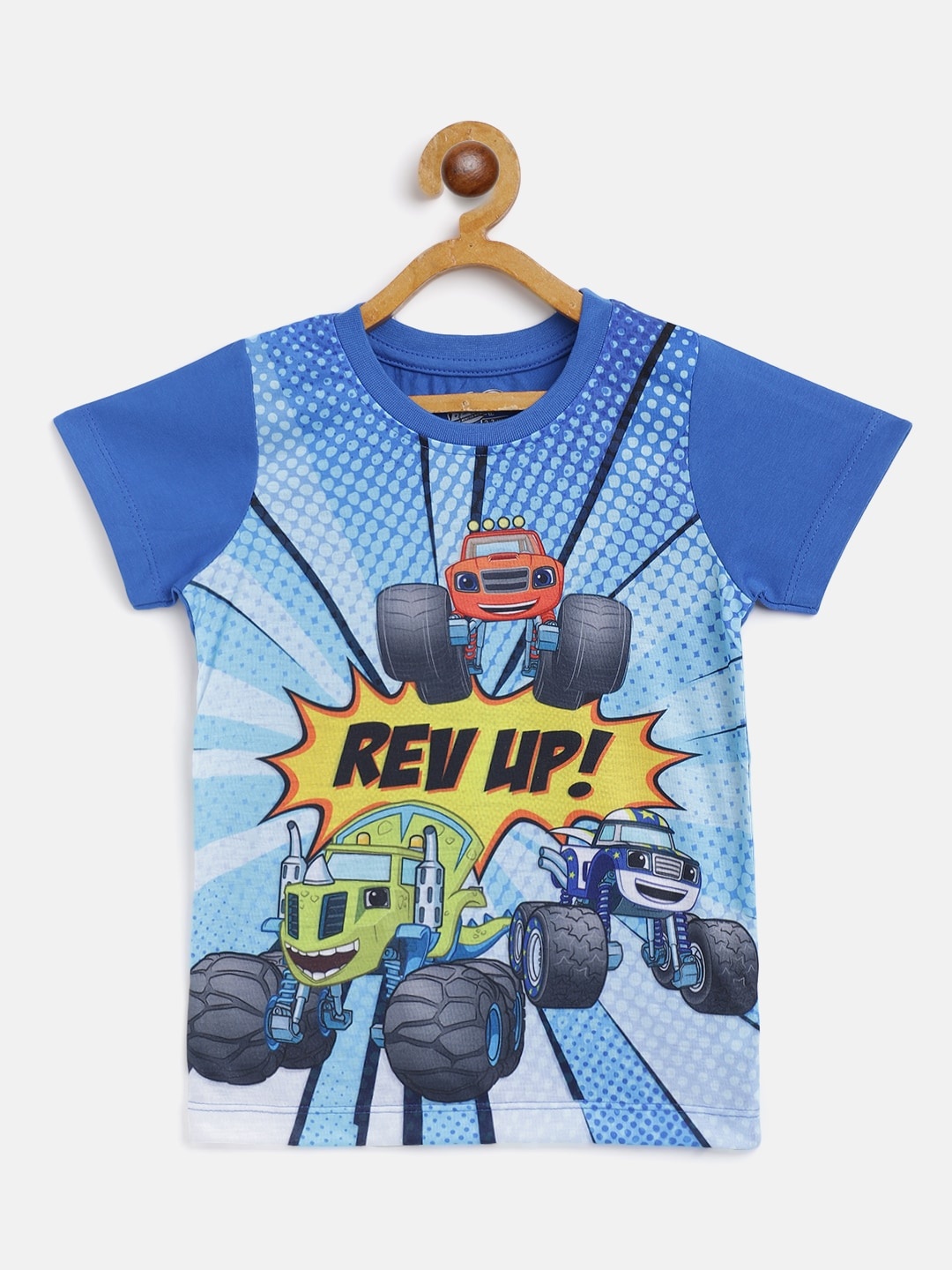 

Eteenz Boys Blue & Yellow Graphic Printed Cotton T-shirt