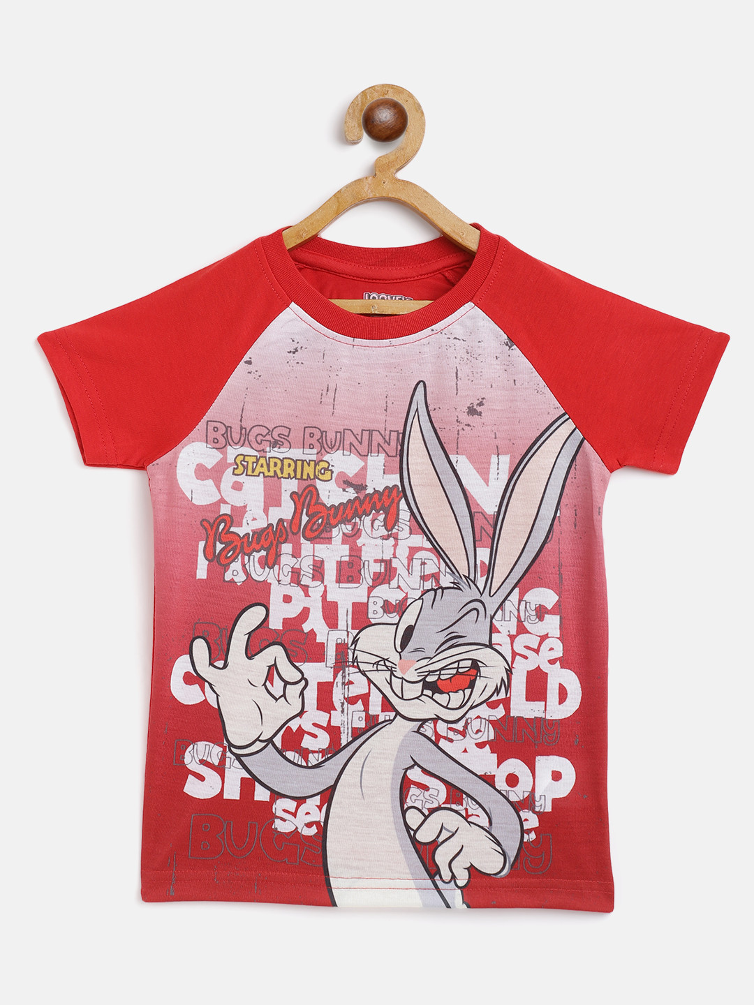 

Eteenz Boys Red & White Bugs Bunny Printed Cotton T-shirt