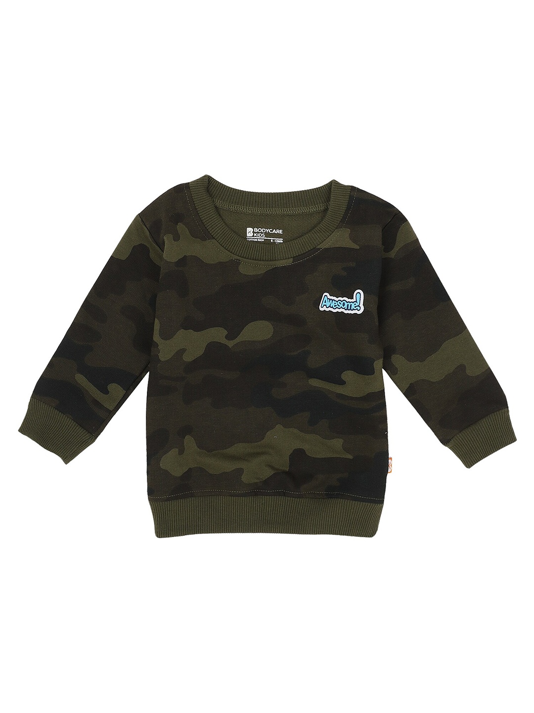 

Bodycare Kids Boys Green Olive Green Printed Fleece Sweatshirt
