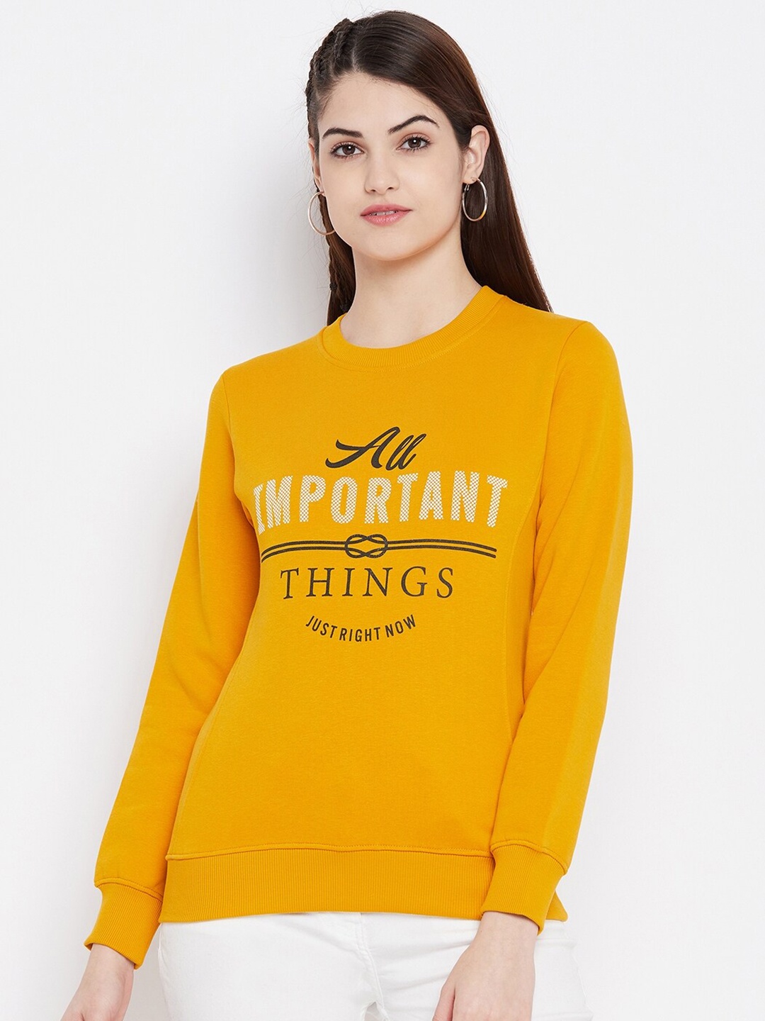 

Duke Women Mustard Yellow Printed Sweatshirt