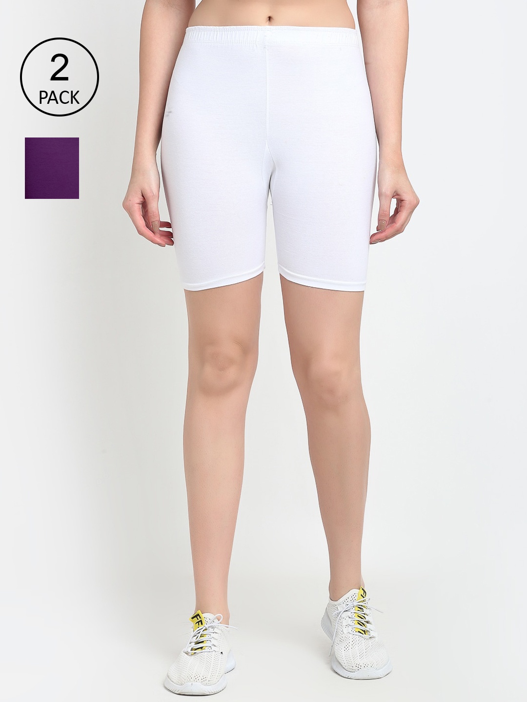 

GRACIT Women White Biker Shorts