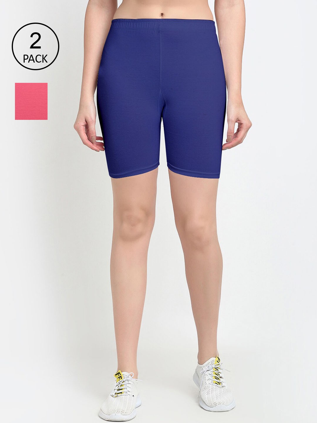 GRACIT Women Blue & Pink Pack of 2 Biker Shorts