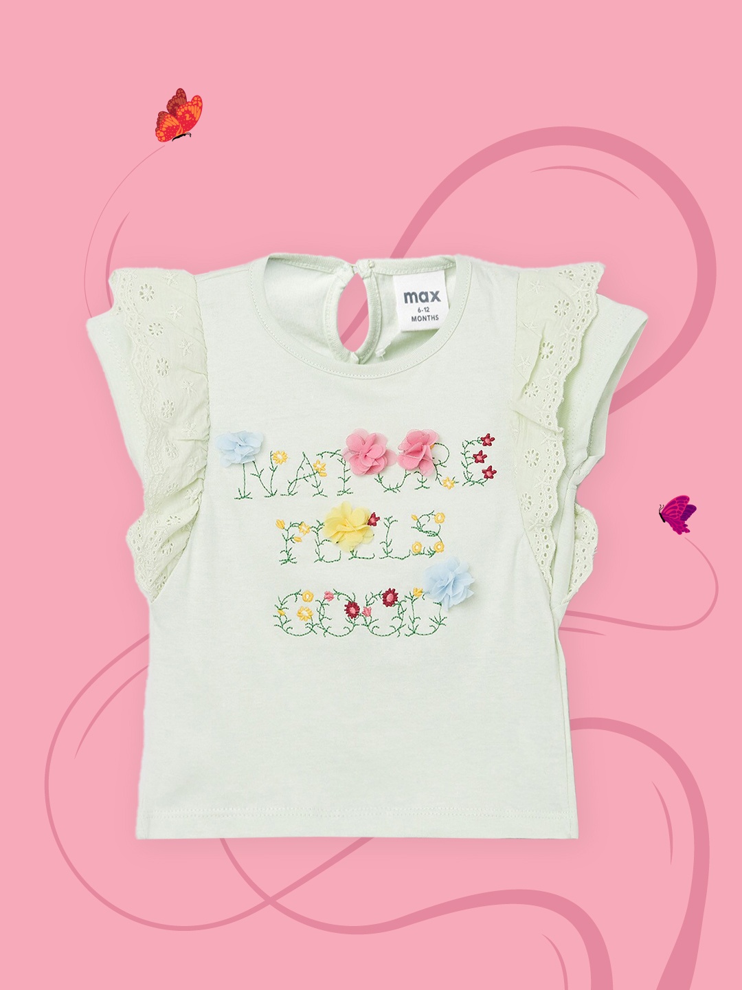 

max Girls Green Embroidered Top