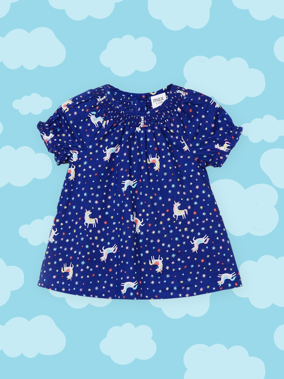 

max Girls Blue Print Pure Cotton Top