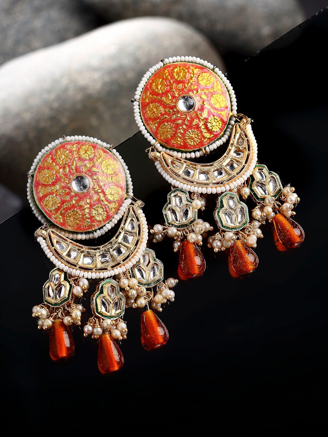 

DUGRISTYLE Pink Classic Jhumkas Earrings