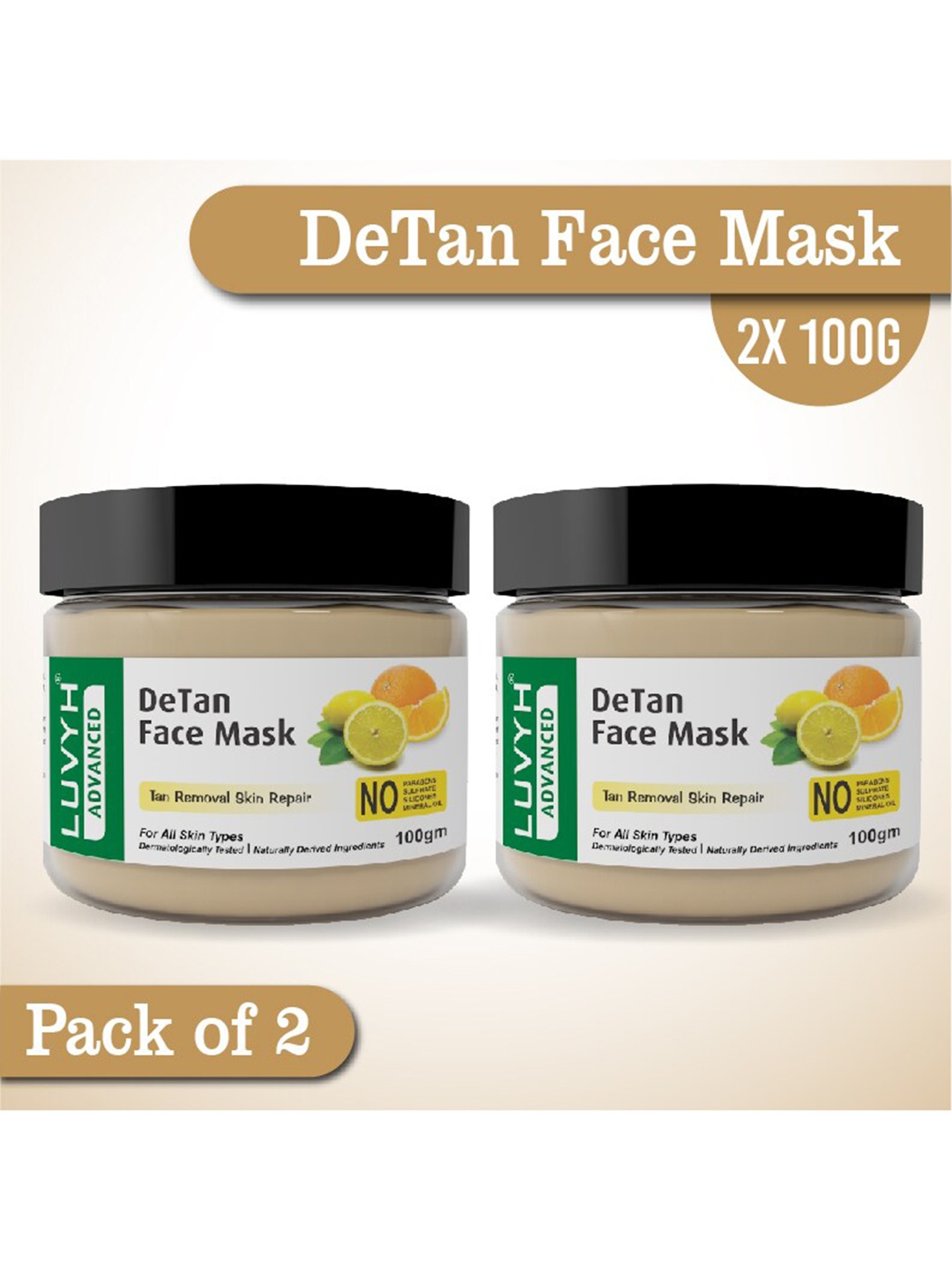 

LUVYH Set of 2 DeTan Face Mask- 200g, Na