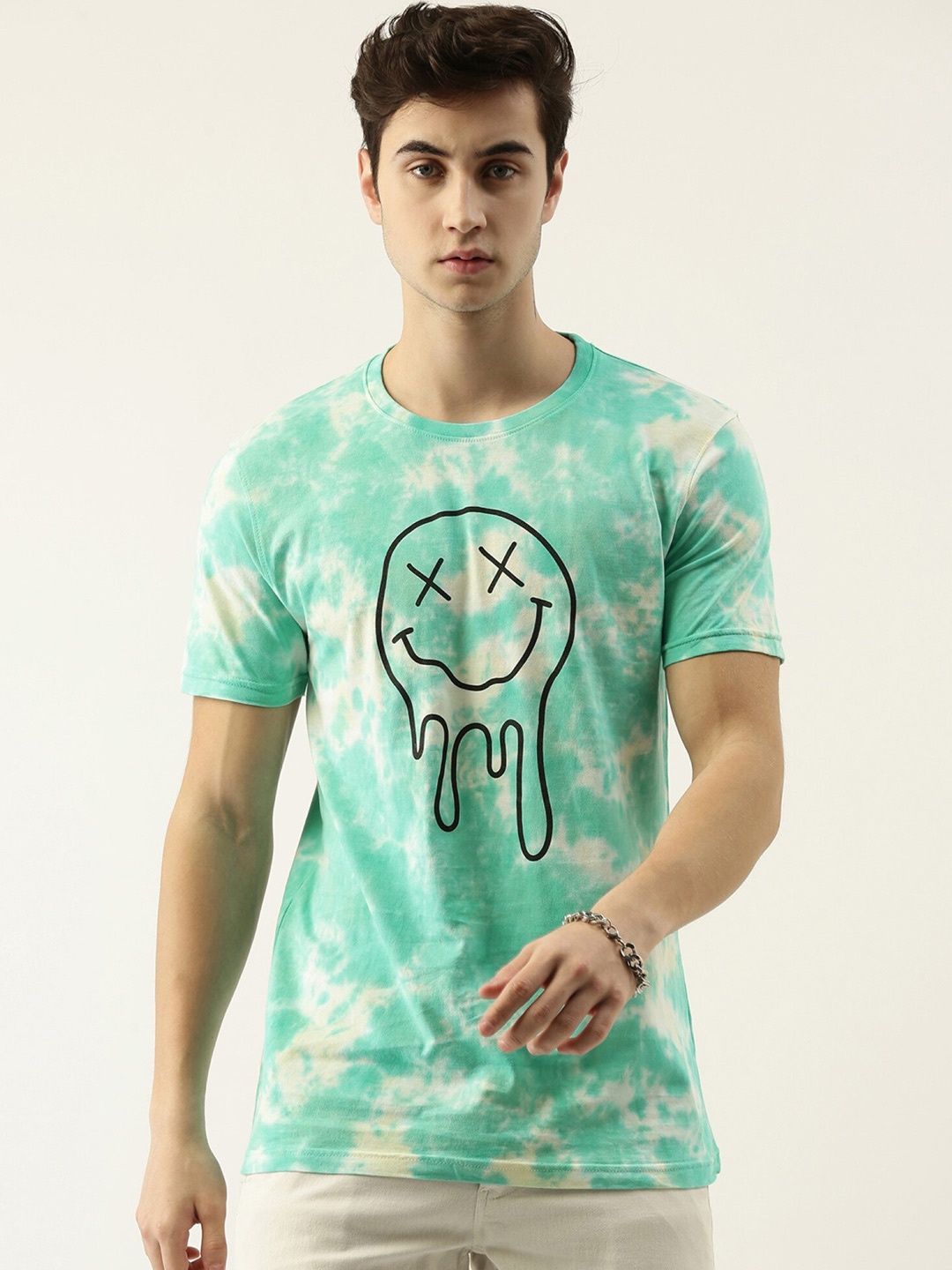 

Maniac Men Green Tie and Dye Dyed Slim Fit T-shirt