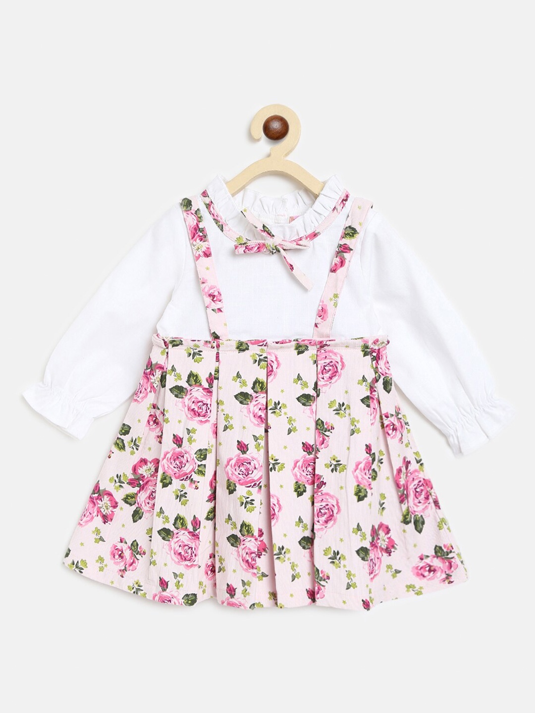 

Nauti Nati Pink & White Floral Pure Cotton Pinafore Dress